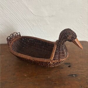 Vintage Wicker Duck Basket
